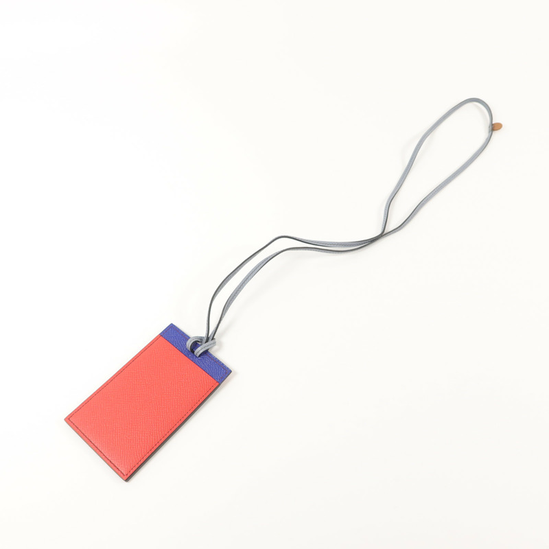 HERMES Epsom皮革Petit H Card Holder With Strap卡片套-4