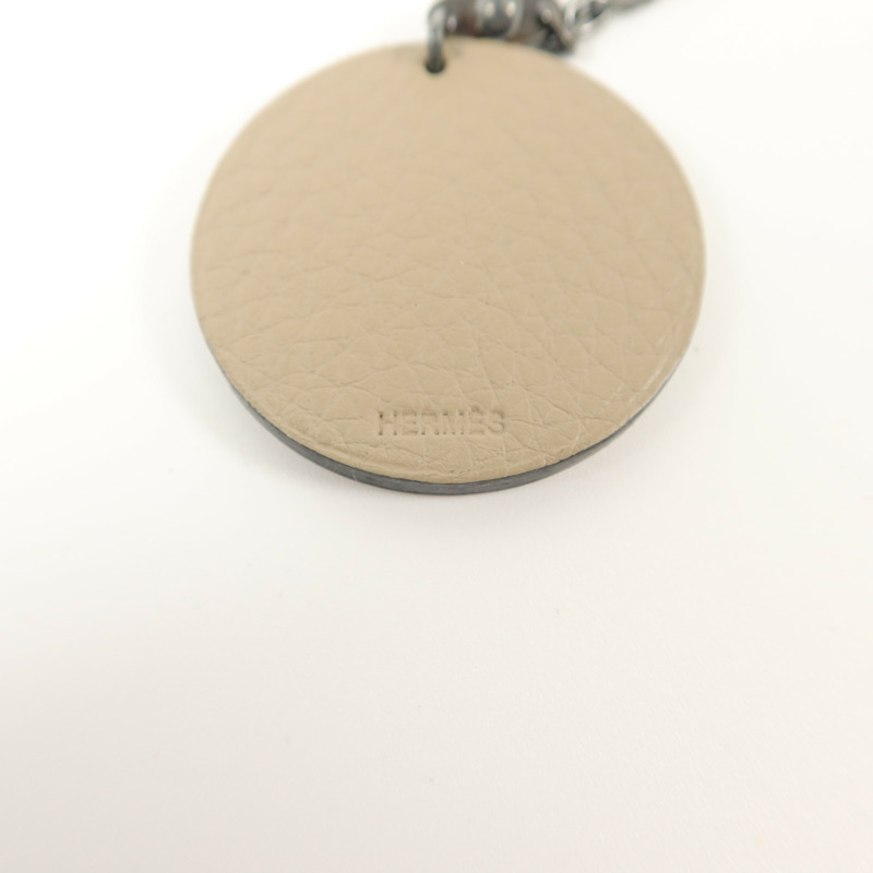 HERMES Clemence皮革/925純銀Hippo Charm掛飾-4