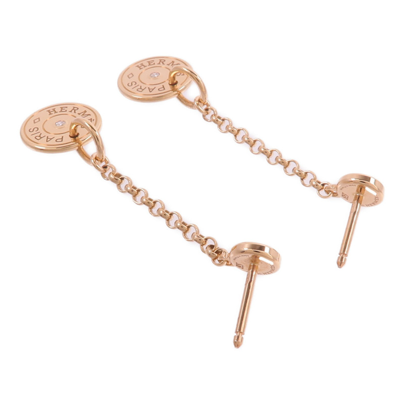 HERMES 18K玫瑰金 Ex-Libris Clou de Selle Earrings鑽石耳環-3