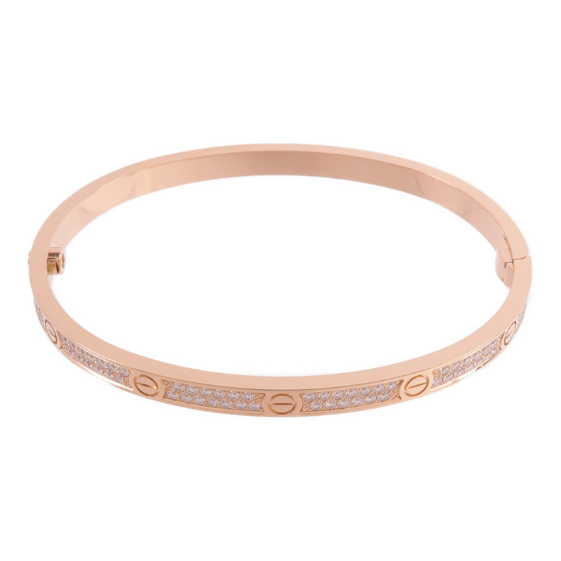 CARTIER 18K玫瑰金Love Bracelet Small Model Paved鑽石手鐲-2