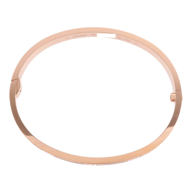 CARTIER 18K玫瑰金Love Bracelet Small Model Paved鑽石手鐲-3