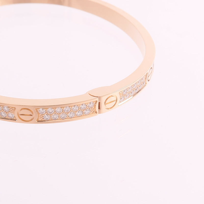 CARTIER 18K玫瑰金Love Bracelet Small Model Paved鑽石手鐲-6