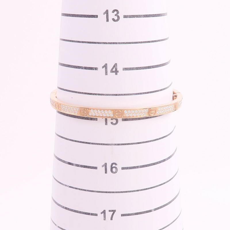 CARTIER 18K玫瑰金Love Bracelet Small Model Paved鑽石手鐲-8