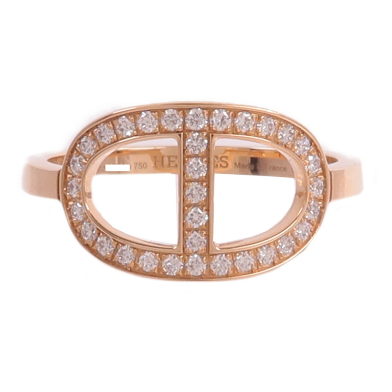 HERMES 18K玫瑰金Chaine d'ancre Contour Ring鑽石戒指-1