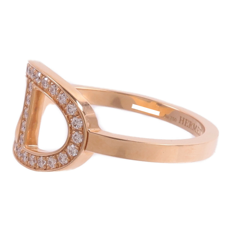 HERMES 18K玫瑰金Chaine d'ancre Contour Ring鑽石戒指-2