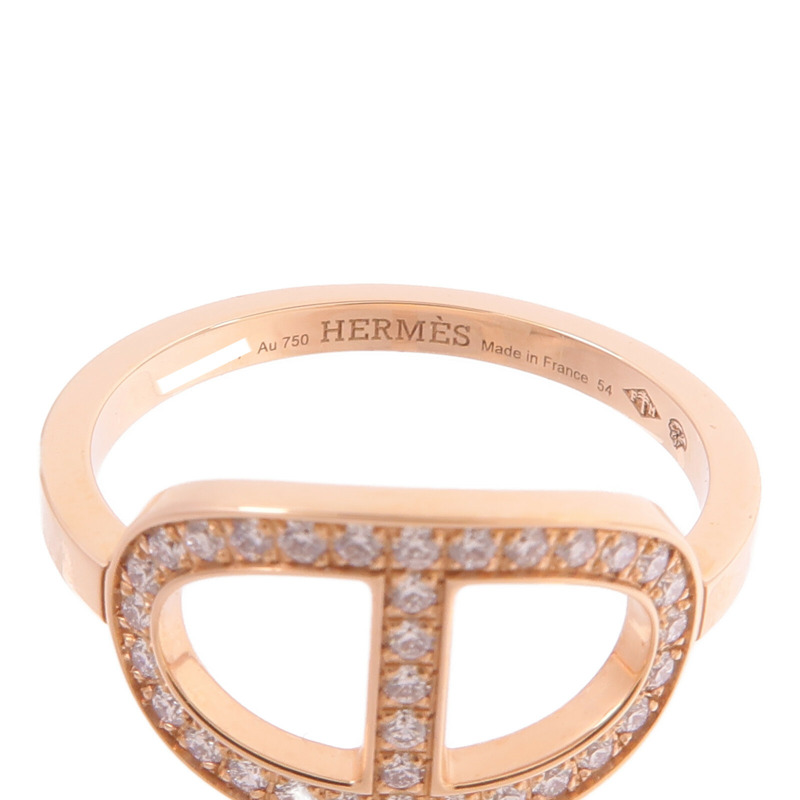 HERMES 18K玫瑰金Chaine d'ancre Contour Ring鑽石戒指-4