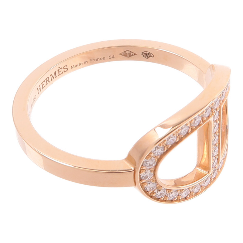 HERMES 18K玫瑰金Chaine d'ancre Contour Ring鑽石戒指-5