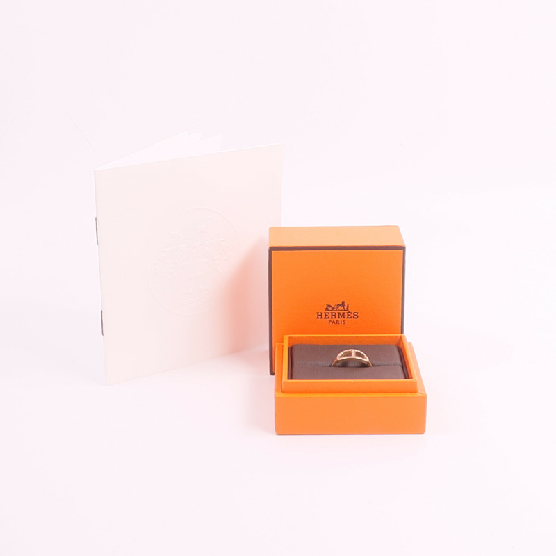 HERMES 18K玫瑰金Chaine d'ancre Contour Ring鑽石戒指-8
