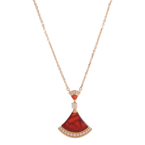 BVLGARI 18K玫瑰金Divas' Dream Necklace紅玉髓/鑽石項鍊