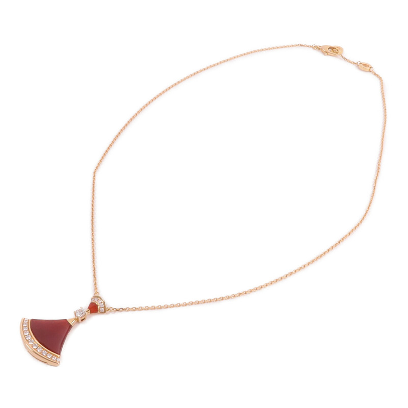 BVLGARI 18K玫瑰金Divas' Dream Necklace紅玉髓/鑽石項鍊-3