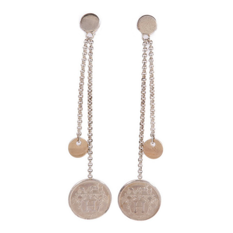 HERMES 925純銀/18K玫瑰金Ex-Libris Earrings耳環