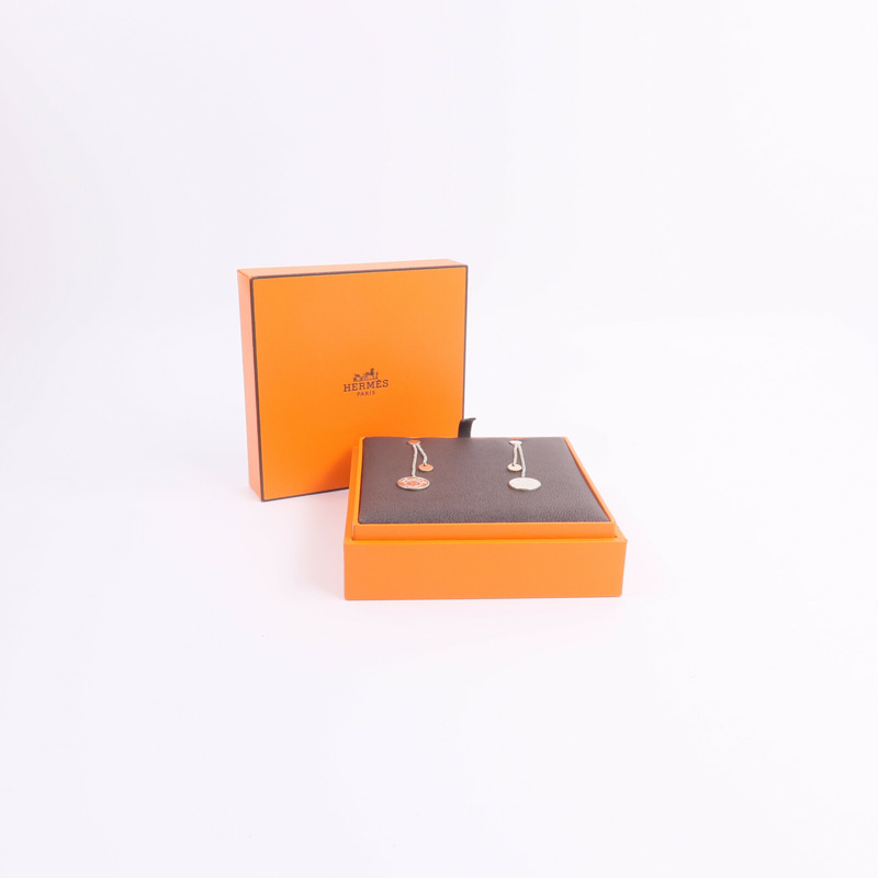 HERMES 925純銀/18K玫瑰金Ex-Libris Earrings耳環-8