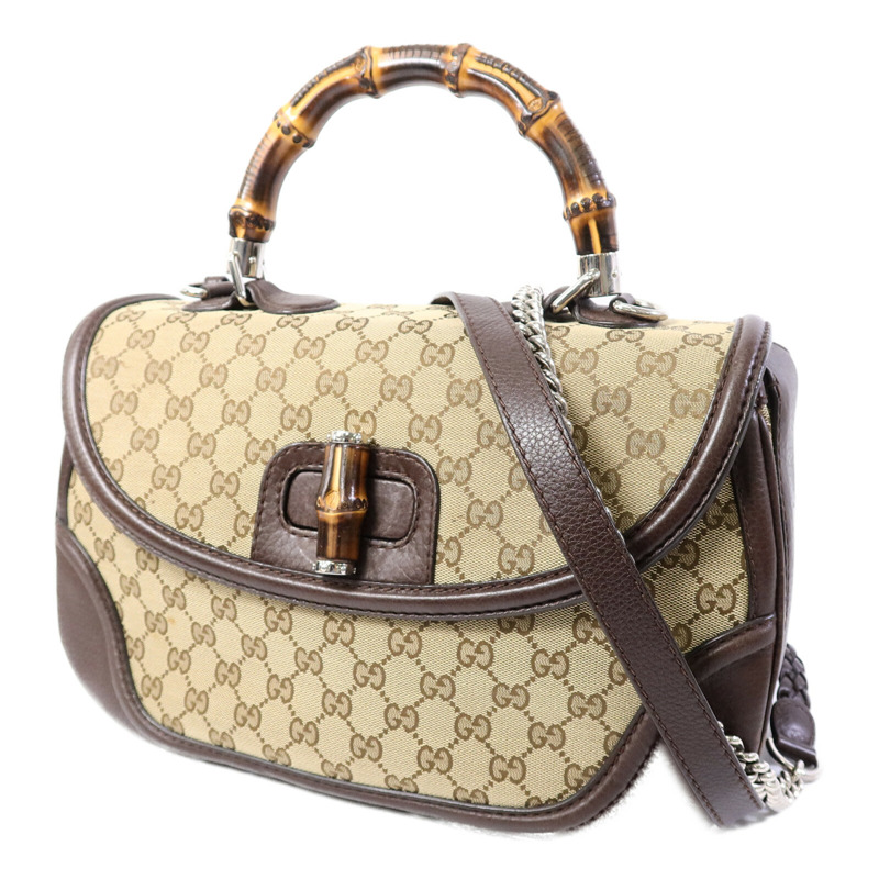 GUCCI 帆布Bamboo Top Handle手挽肩背兩用袋-2