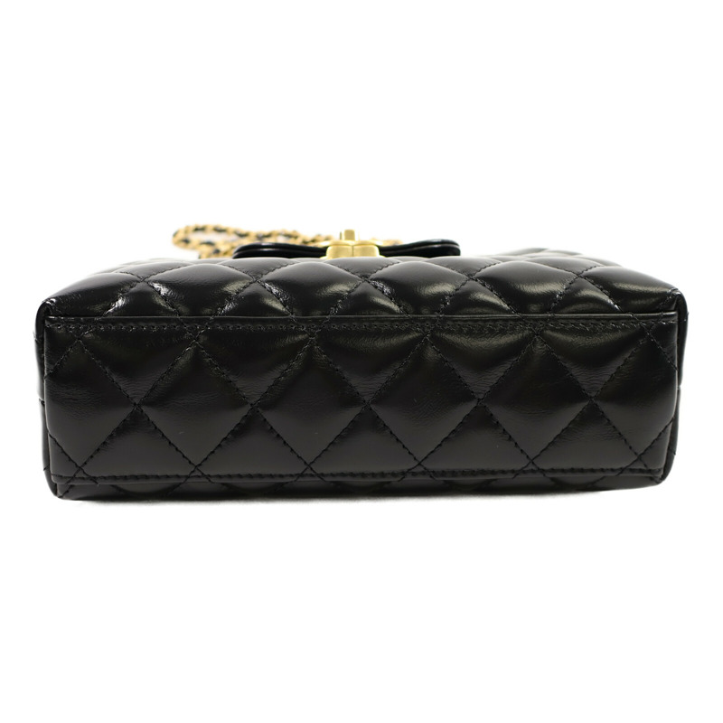 CHANEL 牛皮皮革Mini Kelly Bag鏈帶手挽肩背兩用袋-3