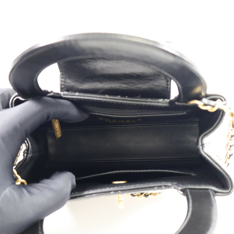 CHANEL 牛皮皮革Mini Kelly Bag鏈帶手挽肩背兩用袋-5
