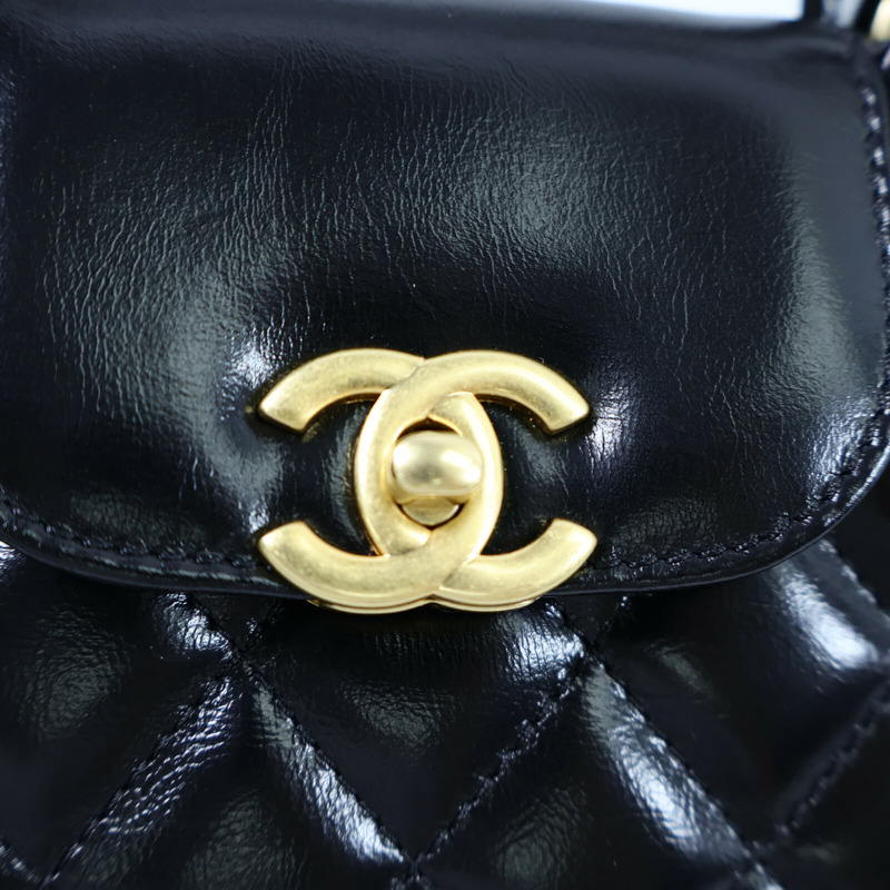 CHANEL 牛皮皮革Mini Kelly Bag鏈帶手挽肩背兩用袋-7