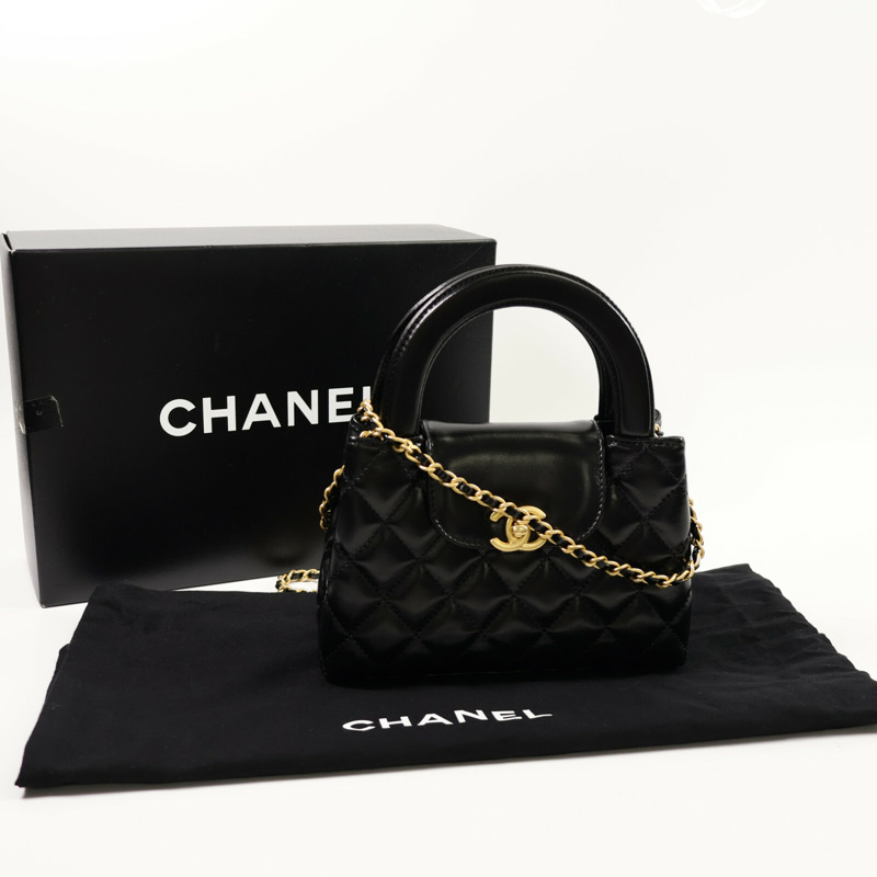 CHANEL 牛皮皮革Mini Kelly Bag鏈帶手挽肩背兩用袋-9