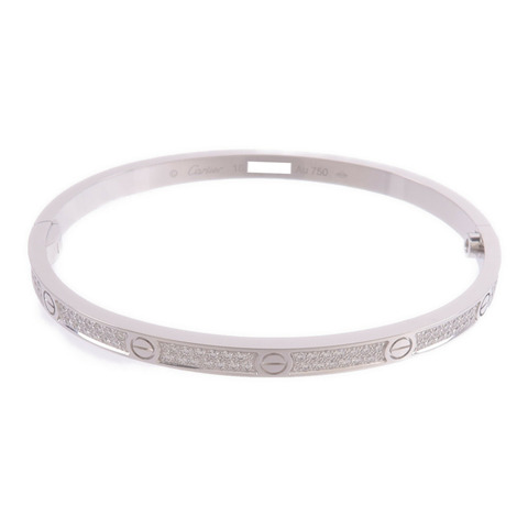CARTIER 18K白金Love Bracelet Small Model Paved鑽石手鐲