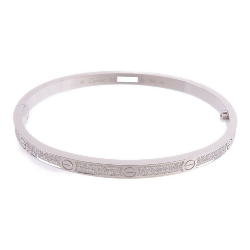 CARTIER 18K白金Love Bracelet Small Model Paved鑽石手鐲-0