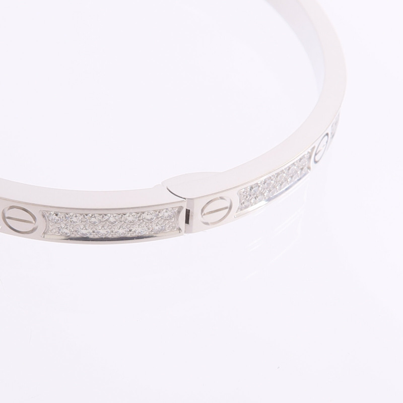 CARTIER 18K白金Love Bracelet Small Model Paved鑽石手鐲-6