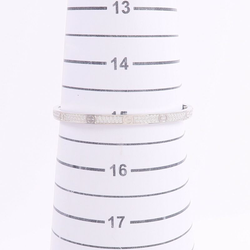 CARTIER 18K白金Love Bracelet Small Model Paved鑽石手鐲-8