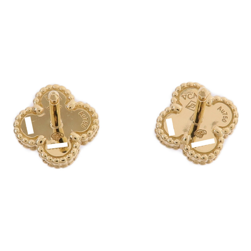 Van Cleef & Arpels 18K黃金Sweet Alhambra Earstuds縞瑪瑙耳環-2