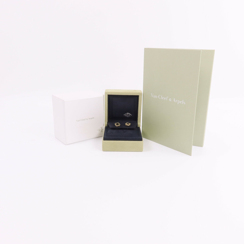 Van Cleef & Arpels 18K黃金Sweet Alhambra Earstuds縞瑪瑙耳環-7