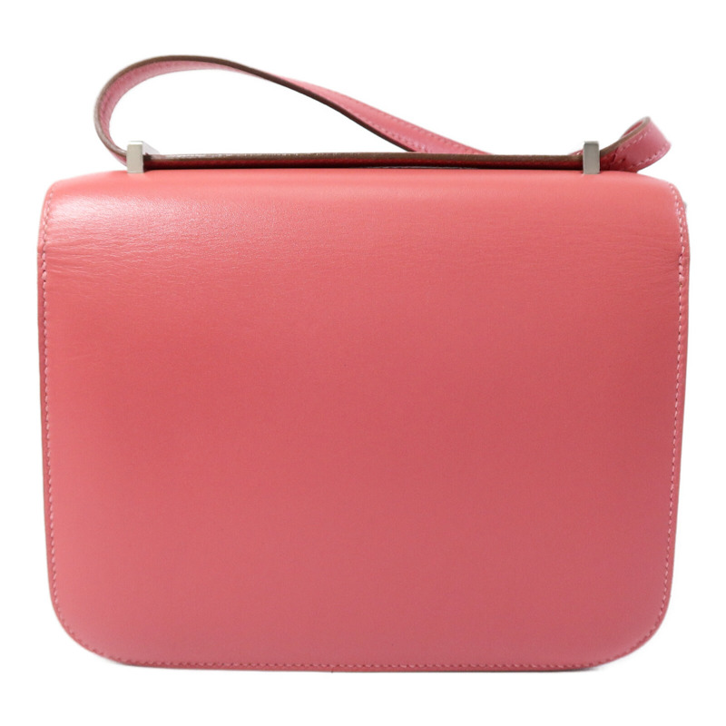 HERMES Tadelakt皮革Constance Mini肩背袋Rose Azalee-1