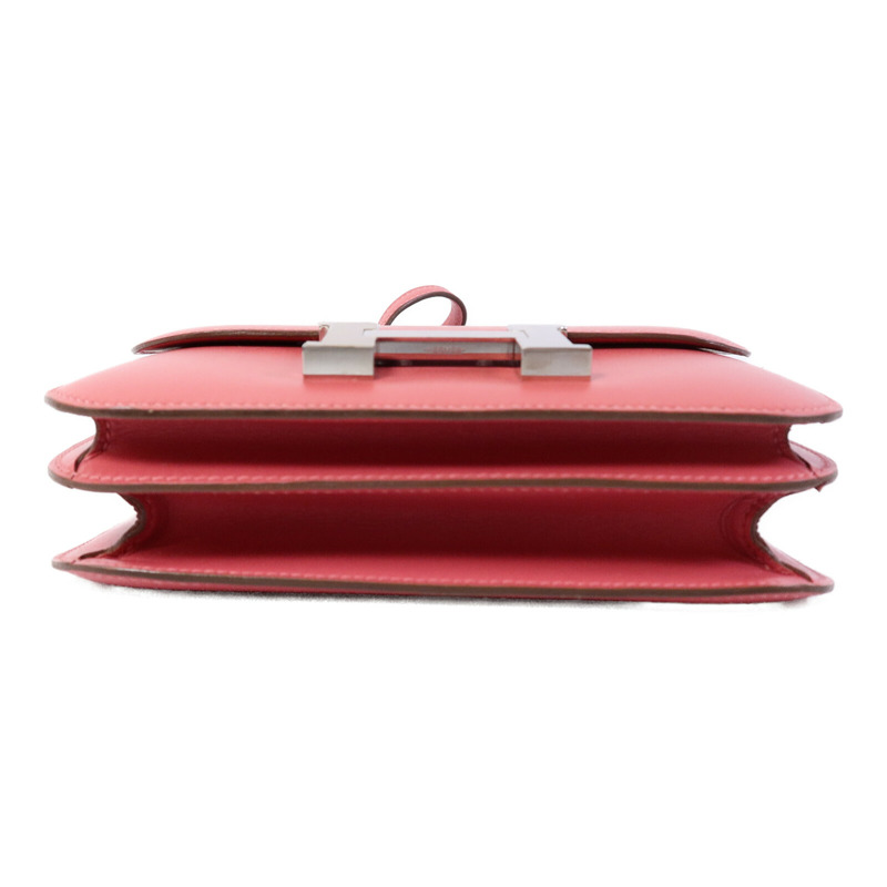 HERMES Tadelakt皮革Constance Mini肩背袋Rose Azalee-3