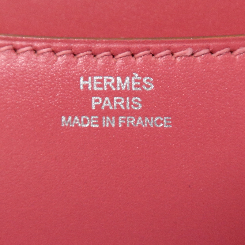 HERMES Tadelakt皮革Constance Mini肩背袋Rose Azalee-5
