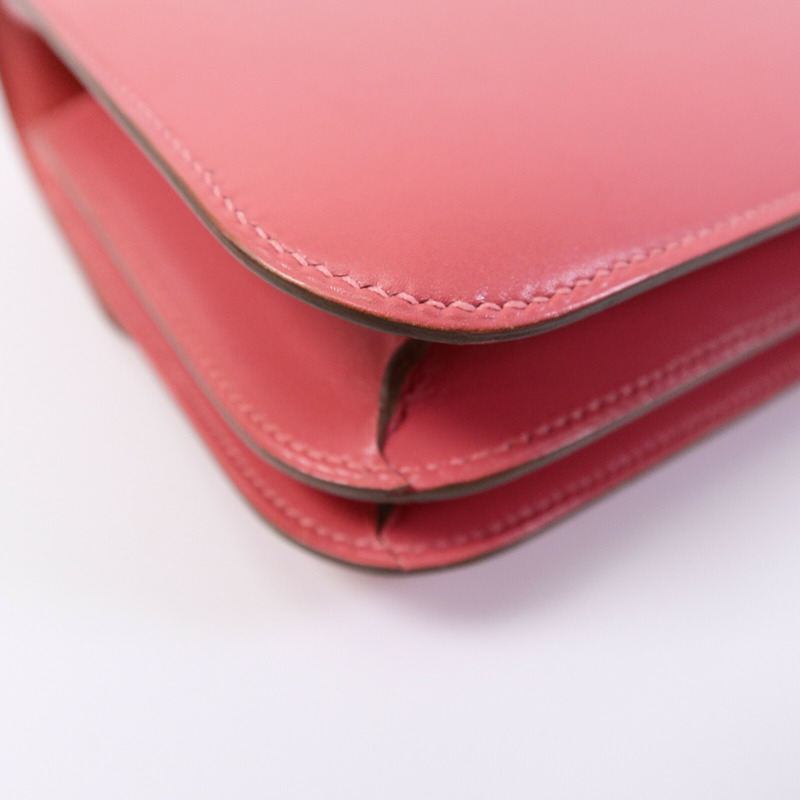 HERMES Tadelakt皮革Constance Mini肩背袋Rose Azalee-12