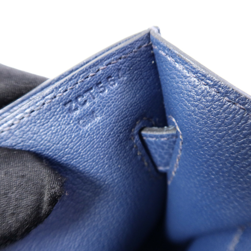 HERMES Togo皮革Kelly Depeches 25手拿包Deep Bleu-7