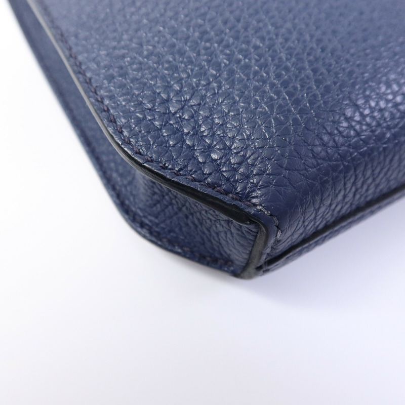 HERMES Togo皮革Kelly Depeches 25手拿包Deep Bleu-11