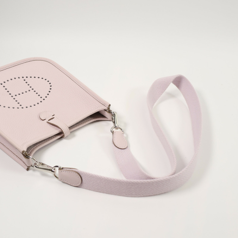 HERMES Clemence皮革Evelyne TPM肩背袋Rose Sakura-7
