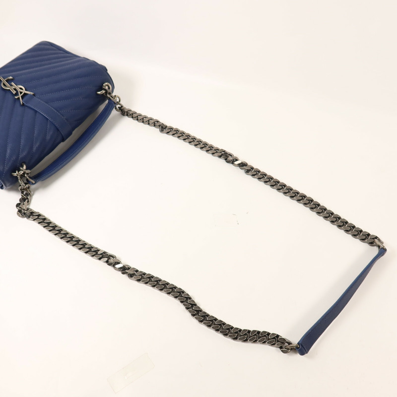 SAINT LAURENT 牛皮皮革College Medium鏈帶手挽肩背兩用袋-8