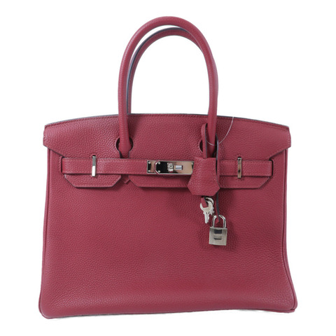 HERMES Clemence皮革Birkin 30手挽袋Rouge Gernat
