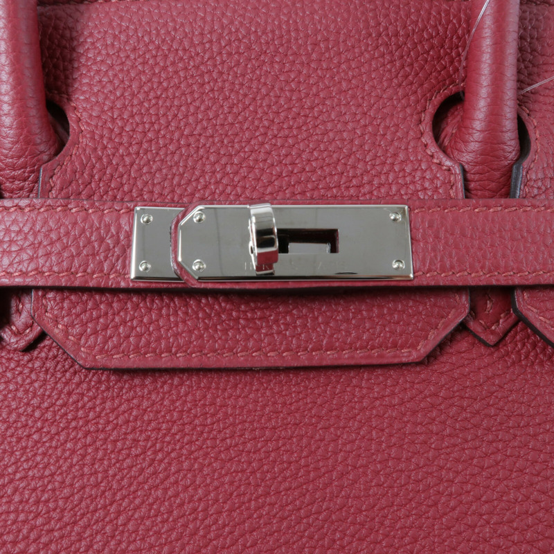 HERMES Clemence皮革Birkin 30手挽袋Rouge Gernat-6
