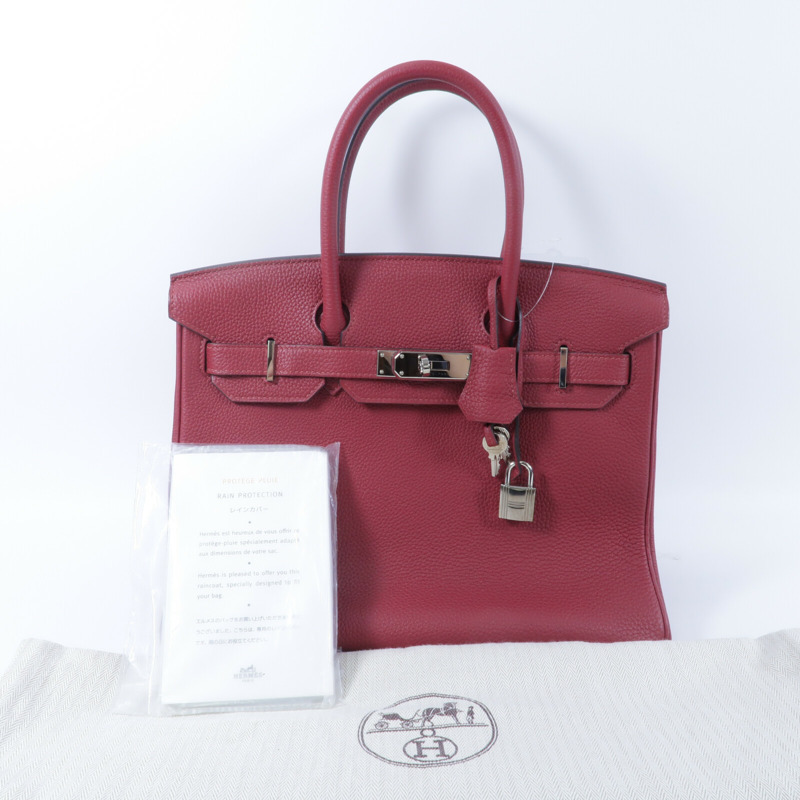HERMES Clemence皮革Birkin 30手挽袋Rouge Gernat-11