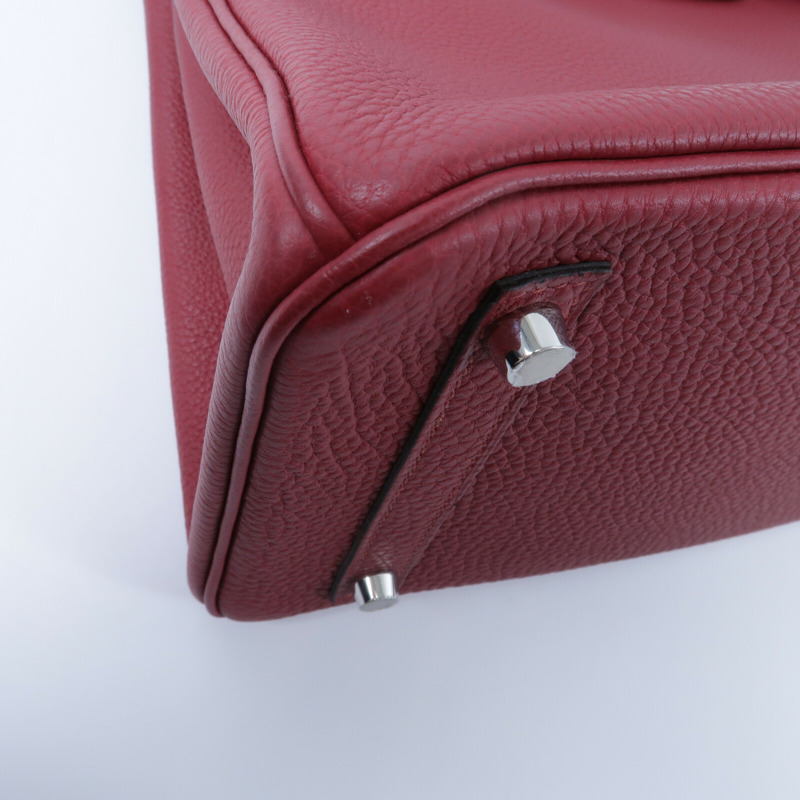 HERMES Clemence皮革Birkin 30手挽袋Rouge Gernat-12