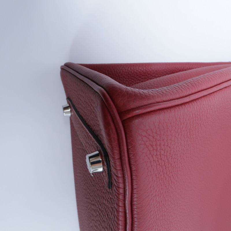 HERMES Clemence皮革Birkin 30手挽袋Rouge Gernat-14