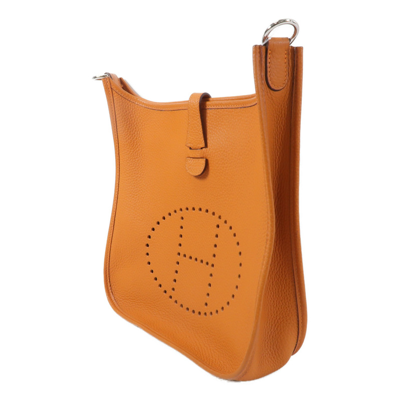 HERMES Clemence皮革Evelyne PM肩背袋Orange-2