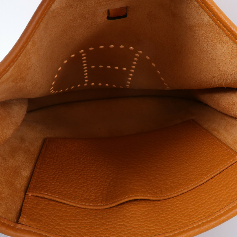 HERMES Clemence皮革Evelyne PM肩背袋Orange-4