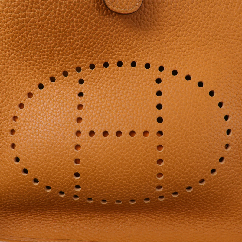 HERMES Clemence皮革Evelyne PM肩背袋Orange-5