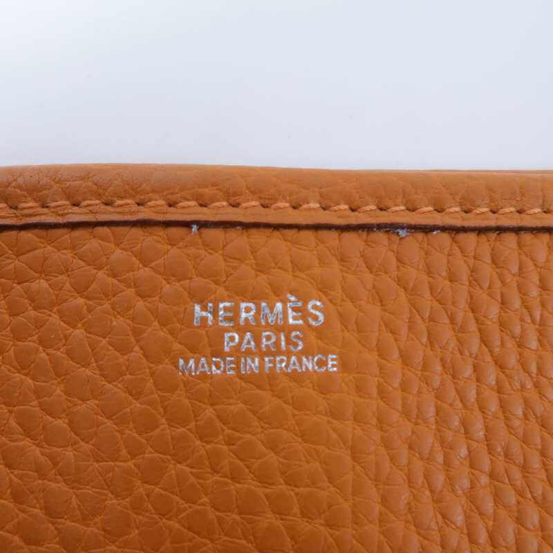 HERMES Clemence皮革Evelyne PM肩背袋Orange-6