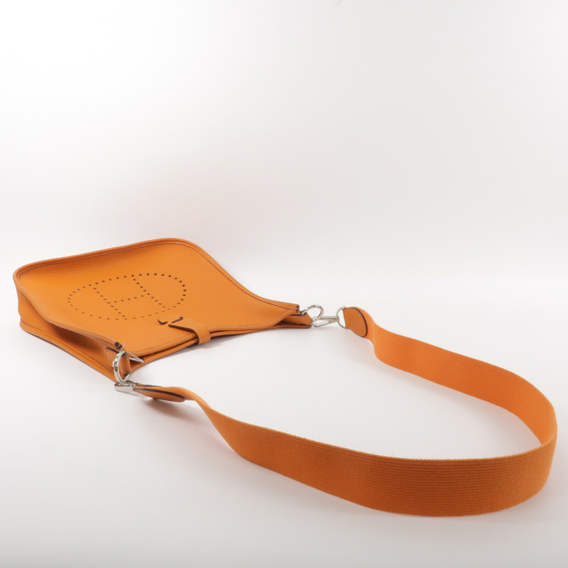 HERMES Clemence皮革Evelyne PM肩背袋Orange-8