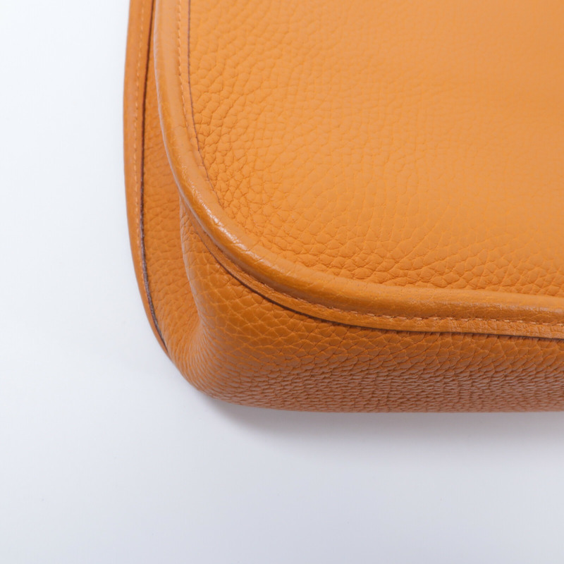 HERMES Clemence皮革Evelyne PM肩背袋Orange-10