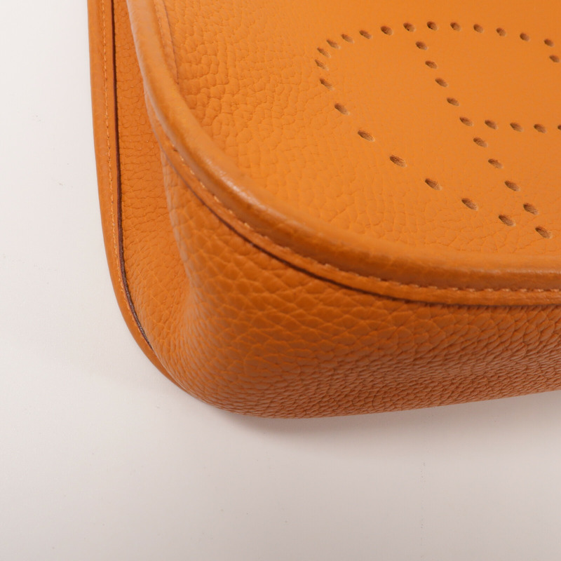 HERMES Clemence皮革Evelyne PM肩背袋Orange-12