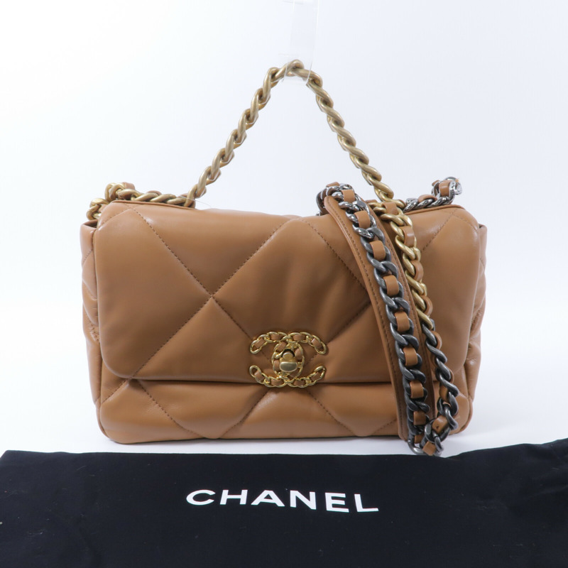 CHANEL 羊皮皮革C19 Small鏈帶手挽肩背兩用袋-10