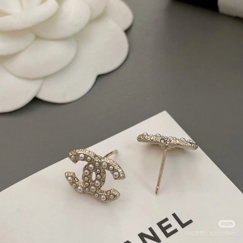 Chanel 珍珠雙C Logo耳環-3