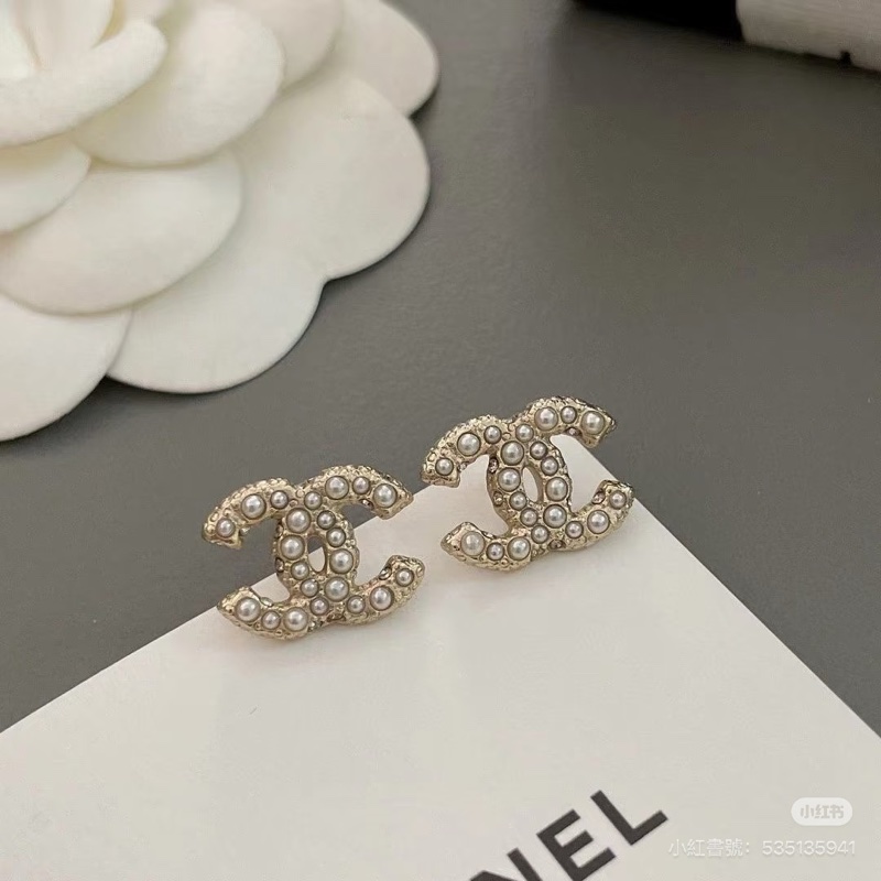 Chanel 珍珠雙C Logo耳環-4